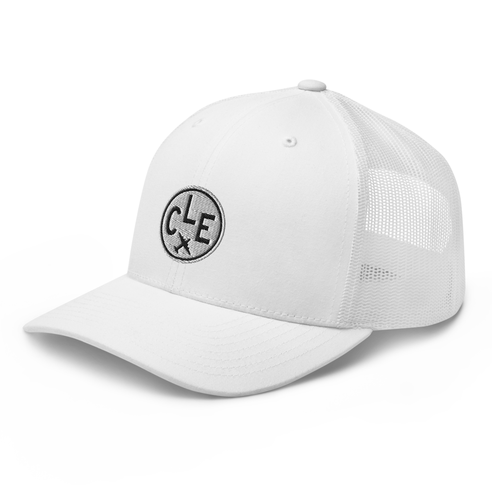 Roundel Trucker Hat - Black & White • CLE Cleveland • YHM Designs - Image 14