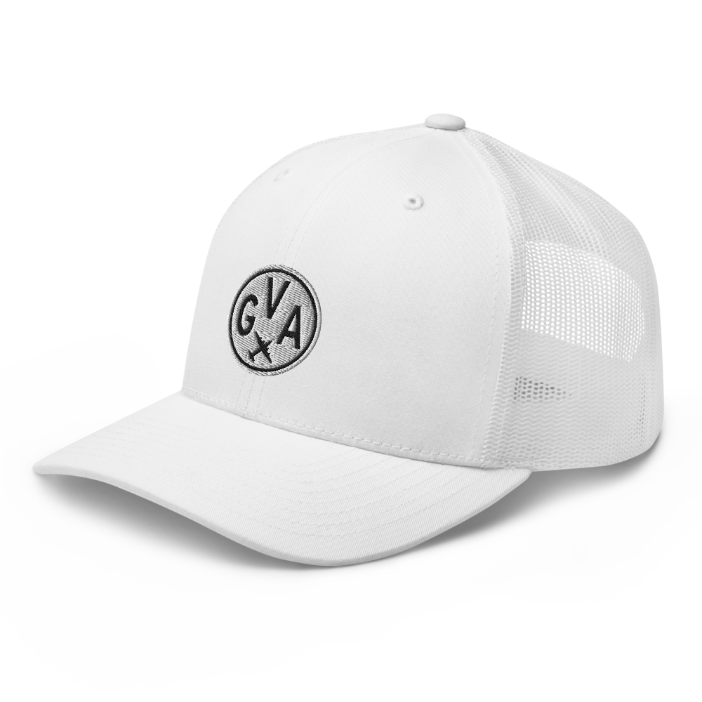 Roundel Trucker Hat - Black & White • GVA Geneva • YHM Designs - Image 14