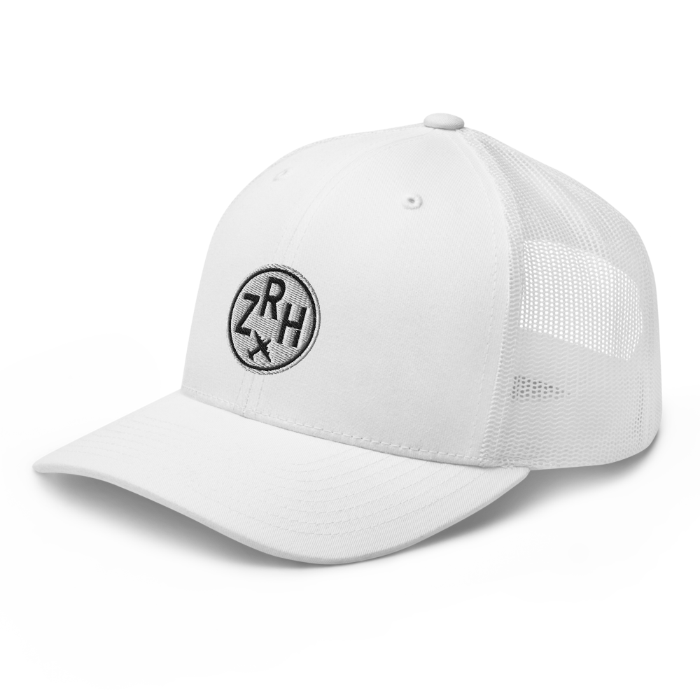 Roundel Trucker Hat - Black & White • ZRH Zurich • YHM Designs - Image 14