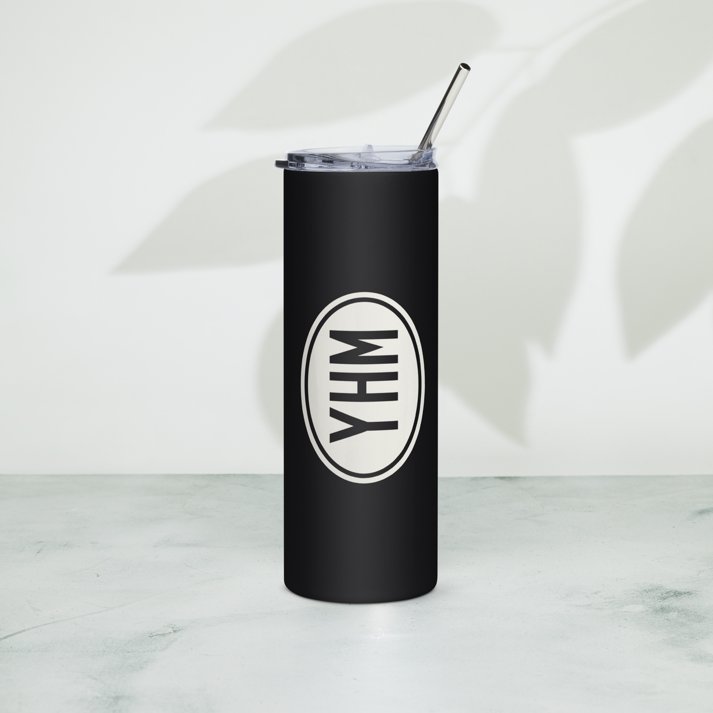 Oval Car Sticker Stainless Steel Tumbler • White Graphic