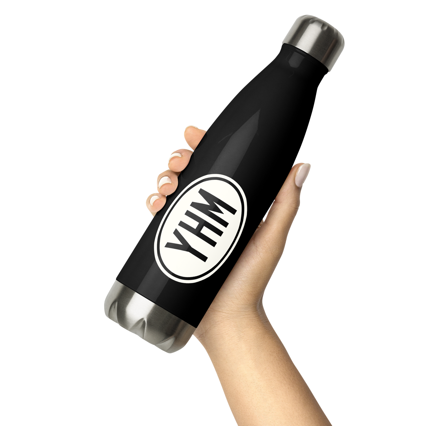 Oval Car Sticker Stainless Steel Water Bottle • White Graphic