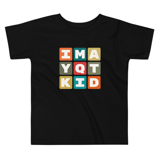 YHM Designs - YQT Thunder Bay Airport Code Toddler T-Shirt - Colourful Blocks Design - Image 02