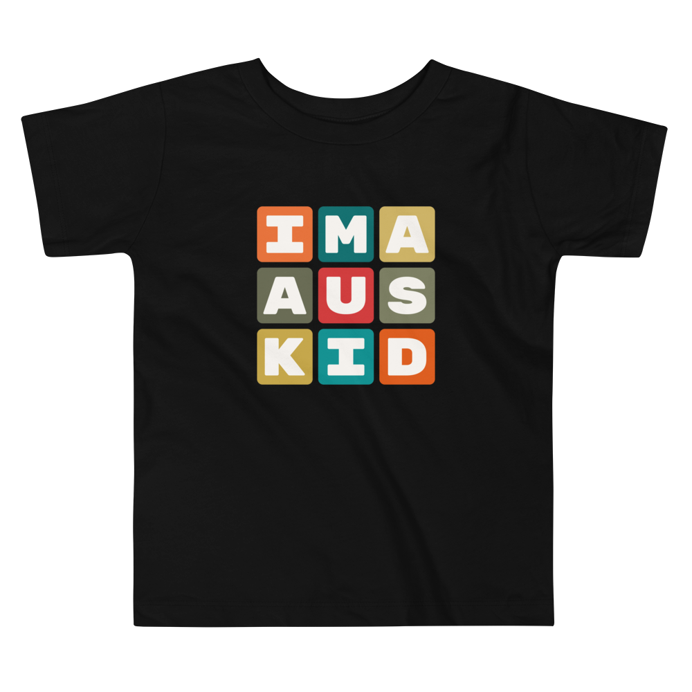 YHM Designs - AUS Austin Airport Code Toddler T-Shirt - Colourful Blocks Design - Image 02