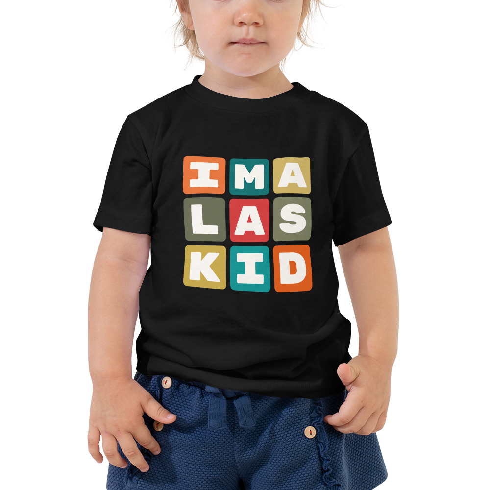 YHM Designs - LAS Las Vegas Airport Code Toddler T-Shirt - Colourful Blocks Design - Image 03
