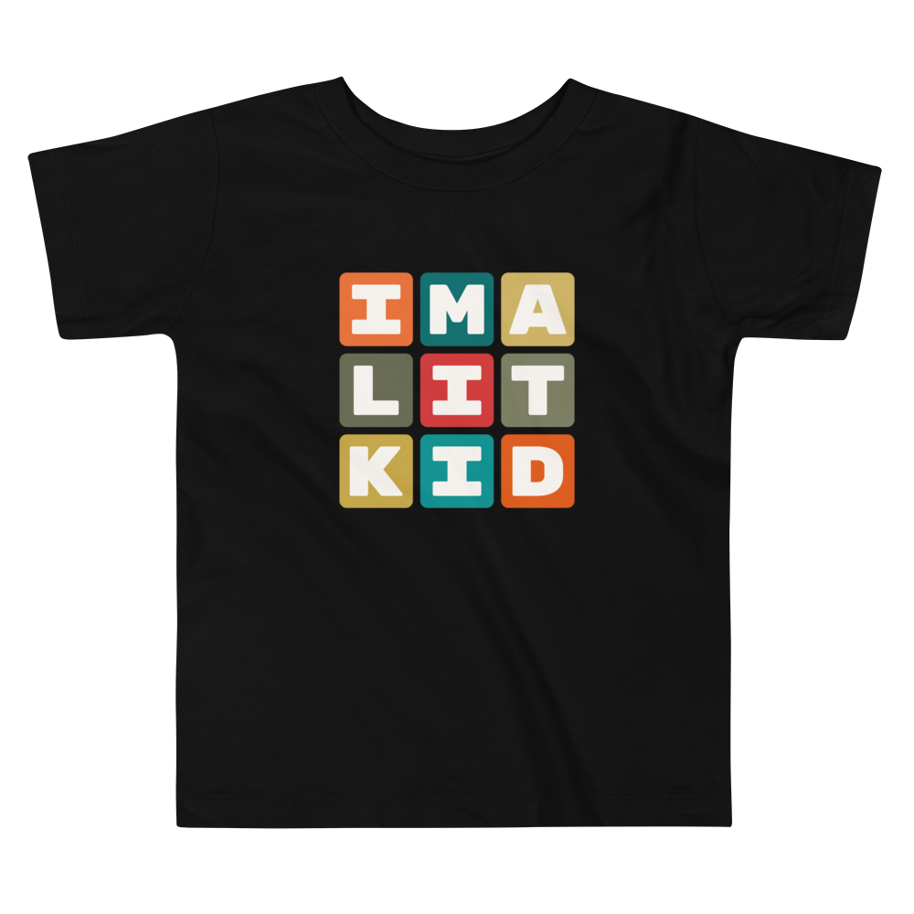 YHM Designs - LIT Little Rock Airport Code Toddler T-Shirt - Colourful Blocks Design - Image 02
