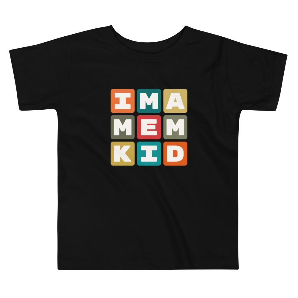 YHM Designs - MEM Memphis Airport Code Toddler T-Shirt - Colourful Blocks Design - Image 02