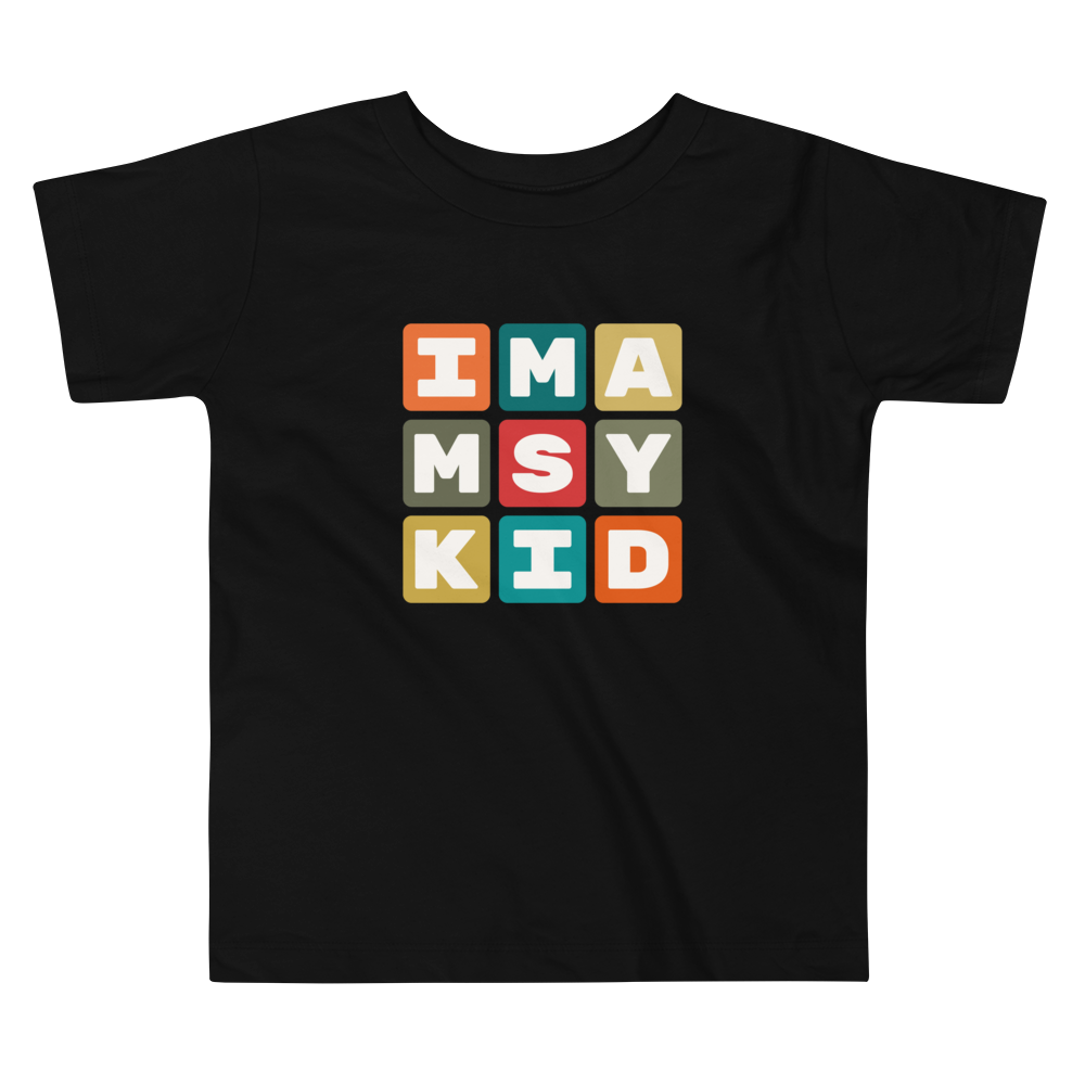 YHM Designs - MSY New Orleans Airport Code Toddler T-Shirt - Colourful Blocks Design - Image 02