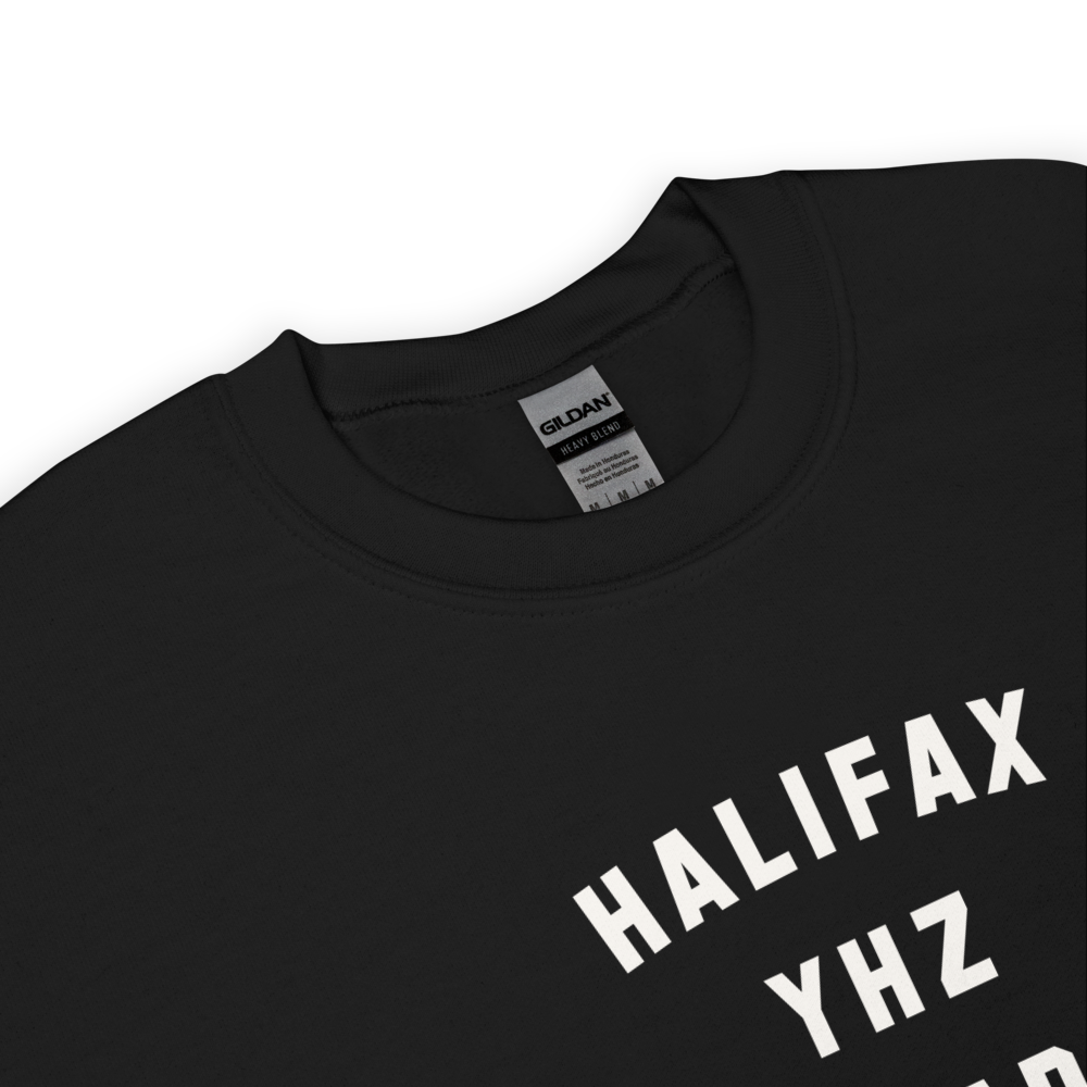 YHM Designs - YHZ Halifax Airport Code Unisex Sweatshirt - Minimalist Varsity Design - White Graphic - Image 06