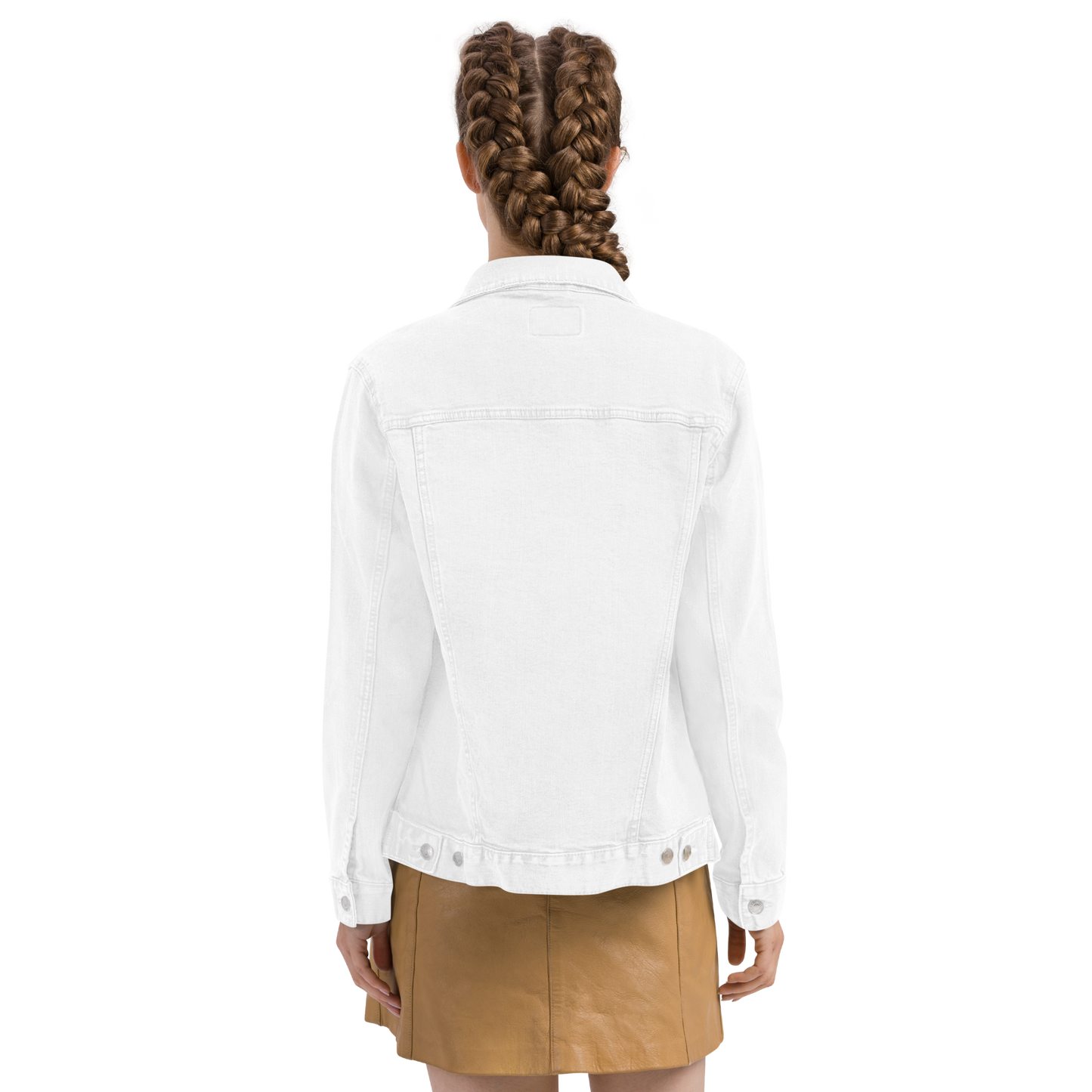 Crossed-X Unisex Denim Jacket • White Embroidery