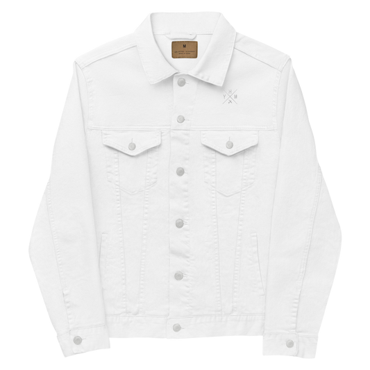 Crossed-X Unisex Denim Jacket • White Embroidery