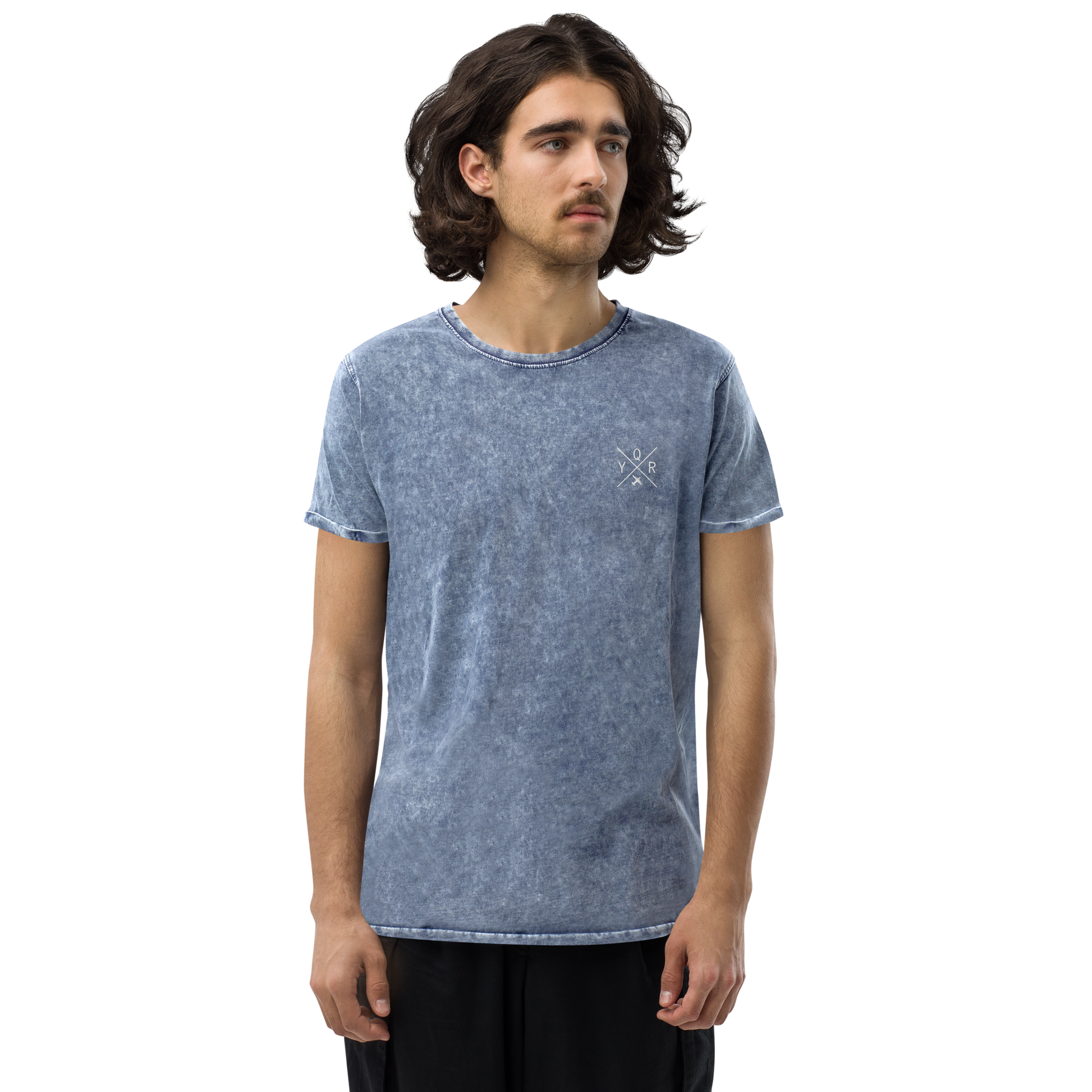 Crossed-X Denim T-Shirt • YQR Regina • YHM Designs - Image 01