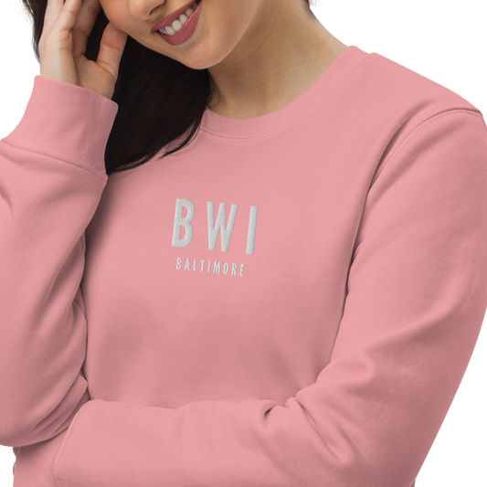 Sustainable Sweatshirt - White • BWI Baltimore • YHM Designs - Image 02