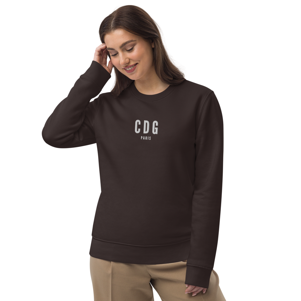 YHM Designs - CDG Paris Sustainable Eco Sweatshirt - Embroidered with City Name and Airport Code - Image 07