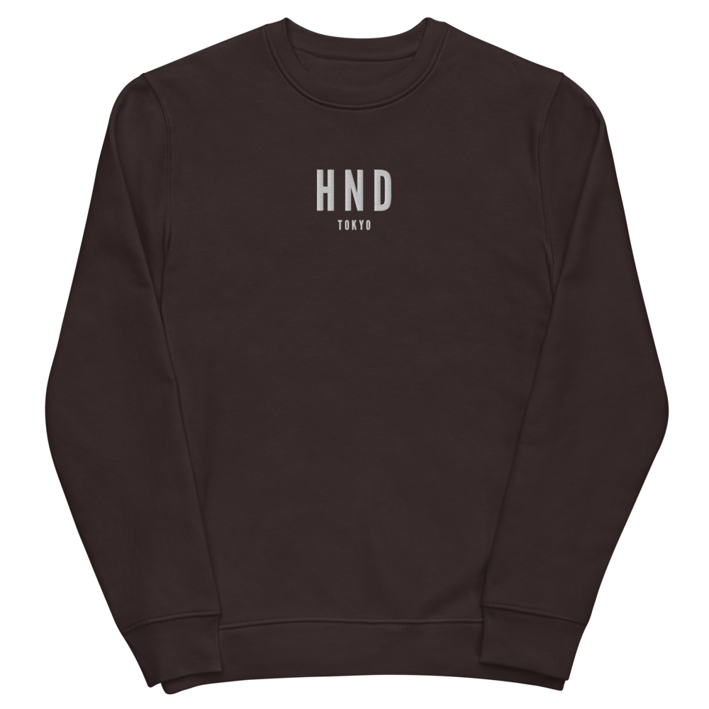 YHM Designs - HND Tokyo Sustainable Eco Sweatshirt - Embroidered with City Name and Airport Code - Image 03