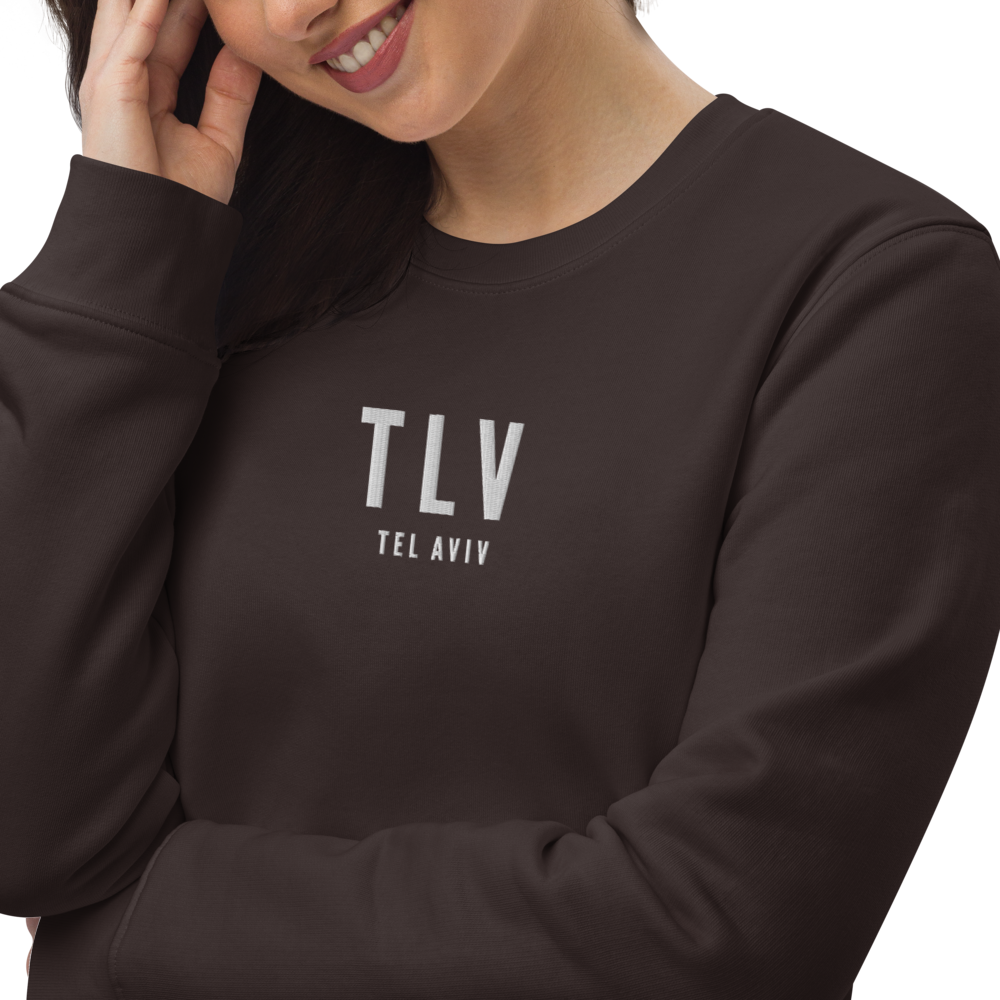 YHM Designs - TLV Tel Aviv Sustainable Eco Sweatshirt - Embroidered with City Name and Airport Code - Image 08