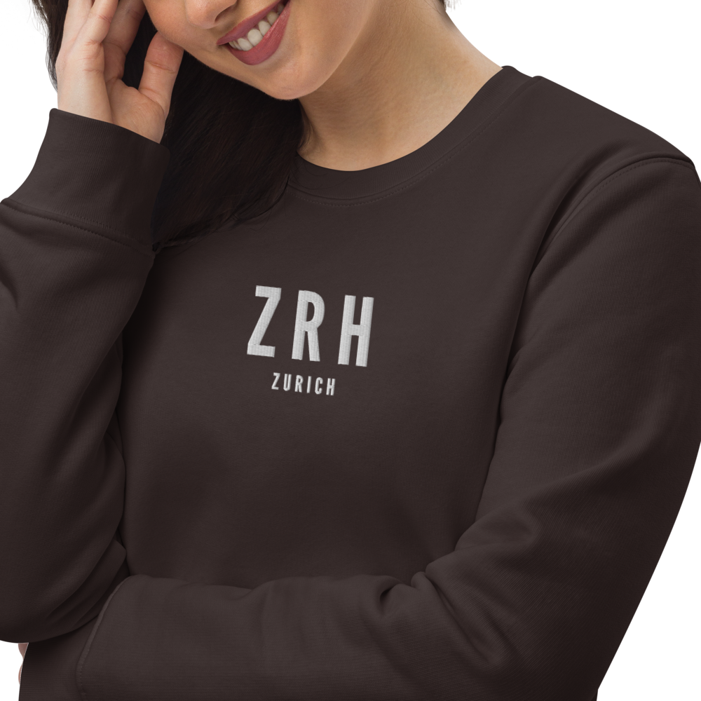 YHM Designs - ZRH Zurich Sustainable Eco Sweatshirt - Embroidered with City Name and Airport Code - Image 08