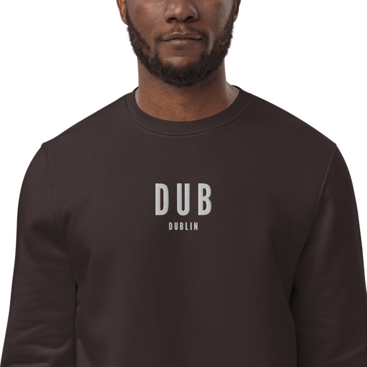 YHM Designs - DUB Dublin Sustainable Eco Sweatshirt - Embroidered with City Name and Airport Code - Image 02