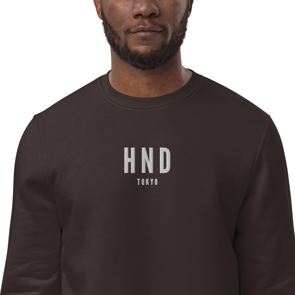 YHM Designs - HND Tokyo Sustainable Eco Sweatshirt - Embroidered with City Name and Airport Code - Image 02