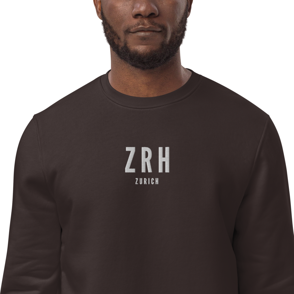 YHM Designs - ZRH Zurich Sustainable Eco Sweatshirt - Embroidered with City Name and Airport Code - Image 02