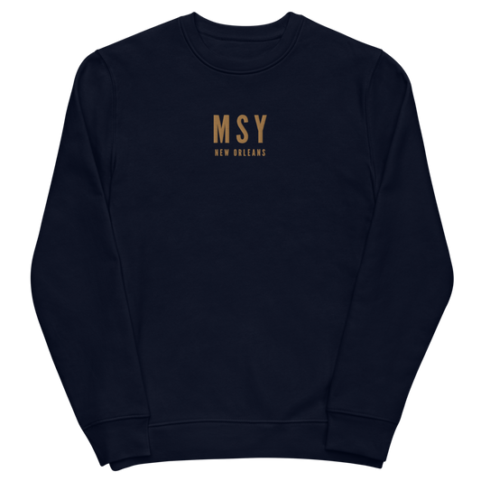 Sustainable Sweatshirt - Old Gold • MSY New Orleans • YHM Designs - Image 02