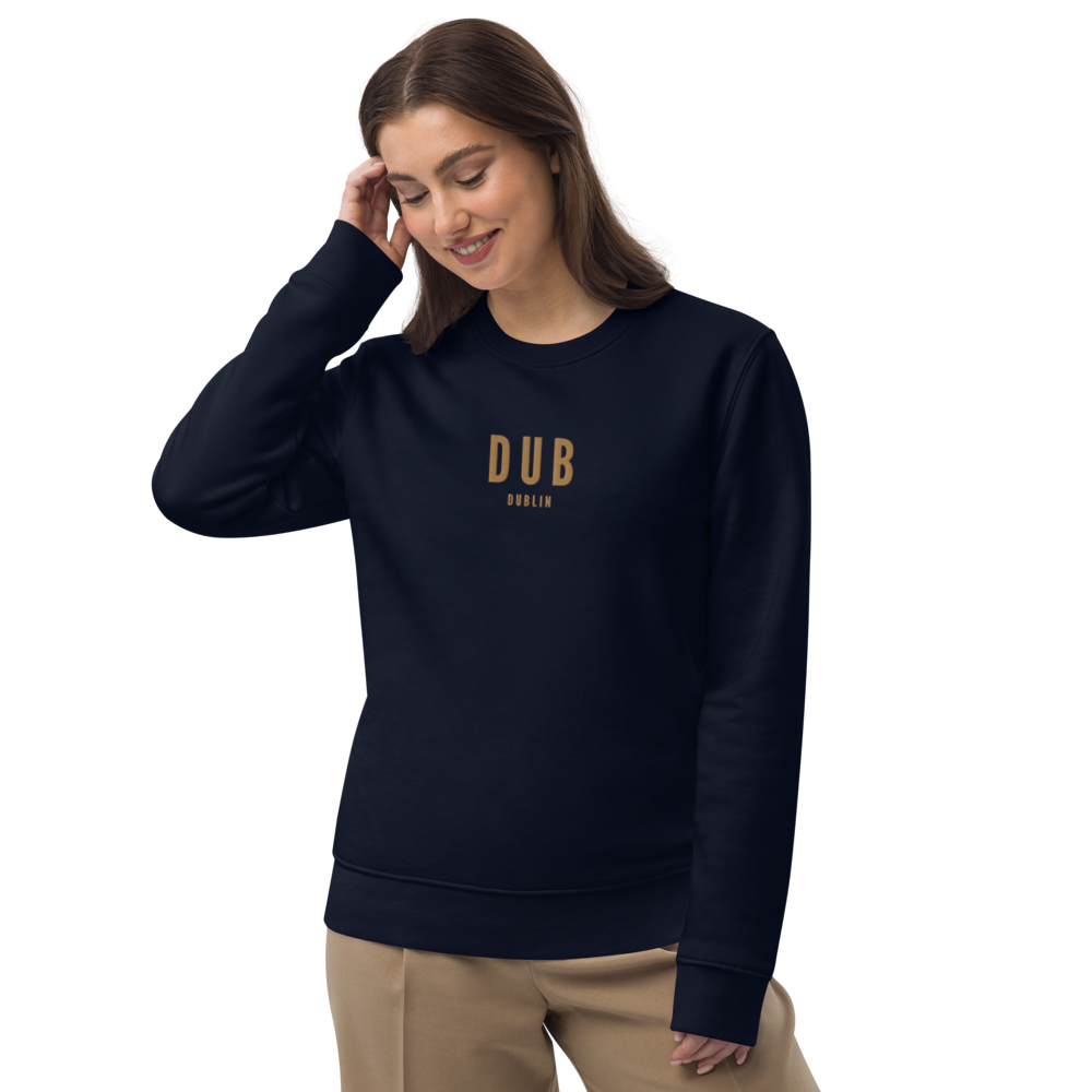 YHM Designs - DUB Dublin Sustainable Eco Sweatshirt - Embroidered with City Name and Airport Code - Image 03
