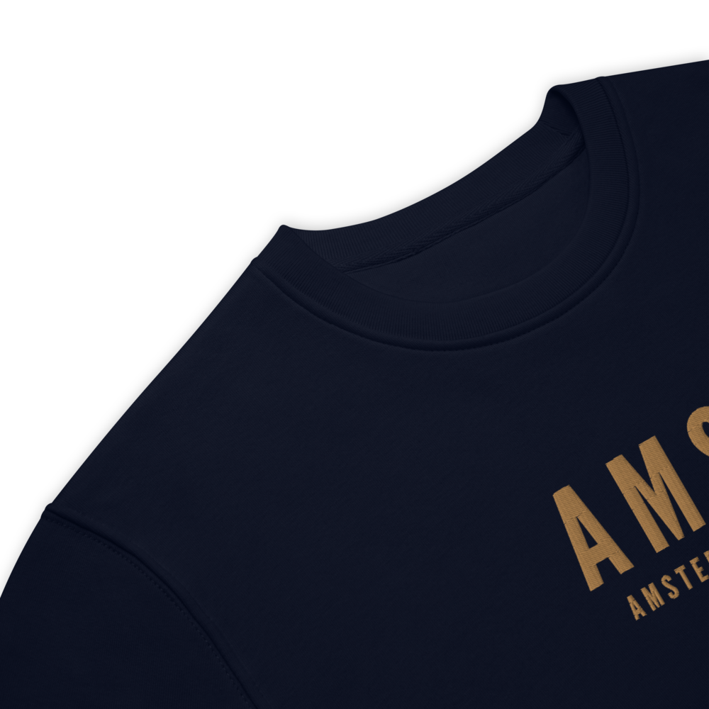 YHM Designs - AMS Amsterdam Sustainable Eco Sweatshirt - Embroidered with City Name and Airport Code - Image 04