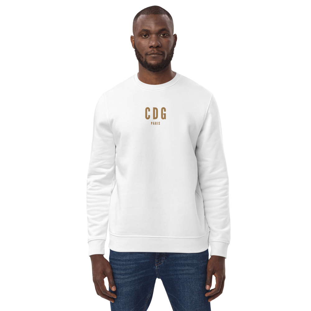 YHM Designs - CDG Paris Sustainable Eco Sweatshirt - Embroidered with City Name and Airport Code - Image 09