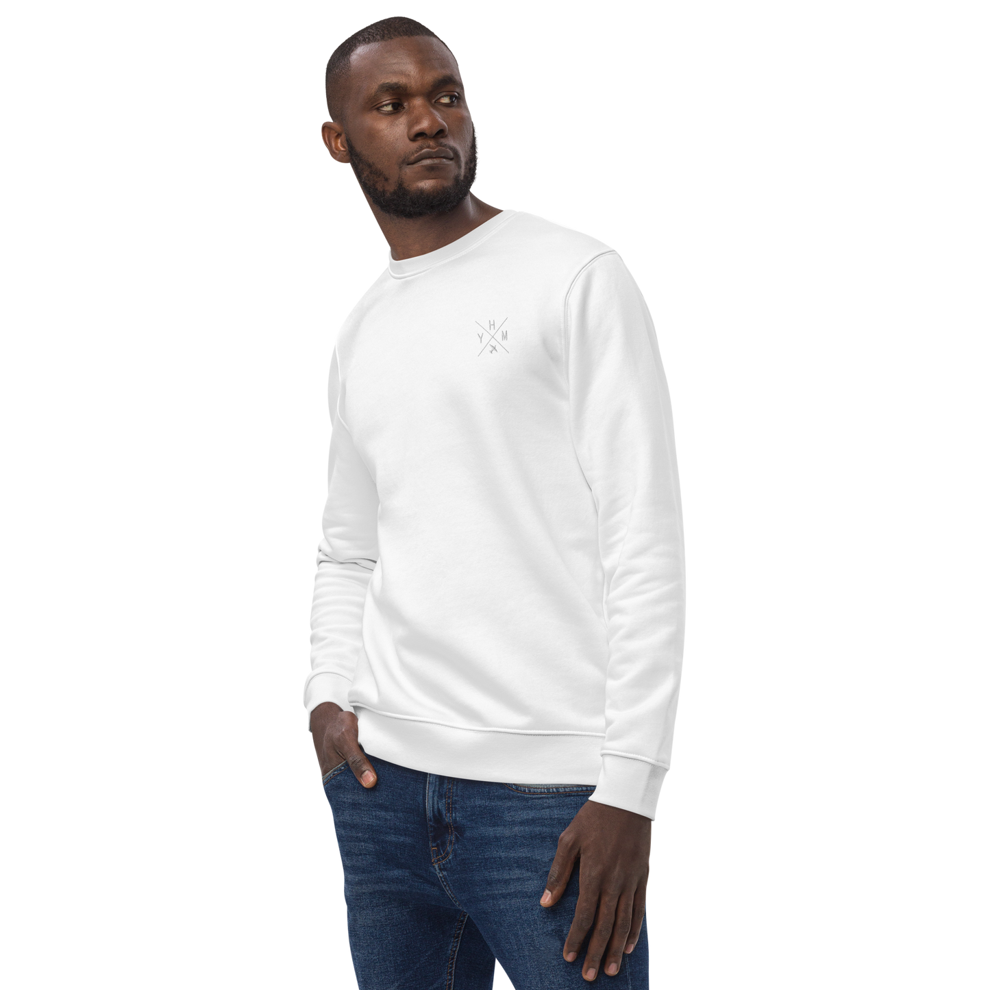 Crossed-X Unisex Eco Sweatshirt • White Embroidery