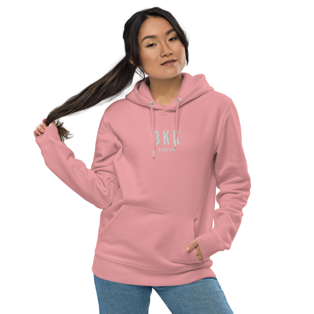 YHM Designs - BKK Bangkok Eco Hoodie - Embroidered with City Name and Airport Code - Image 01