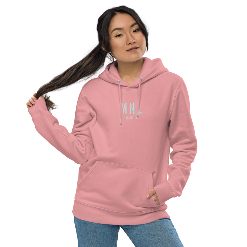 YHM Designs - MNL Manila Eco Hoodie - Embroidered with City Name and Airport Code - Image 01