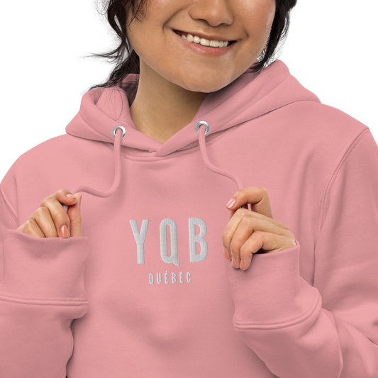 Sustainable Hoodie - White • YQB Quebec City • YHM Designs - Image 02