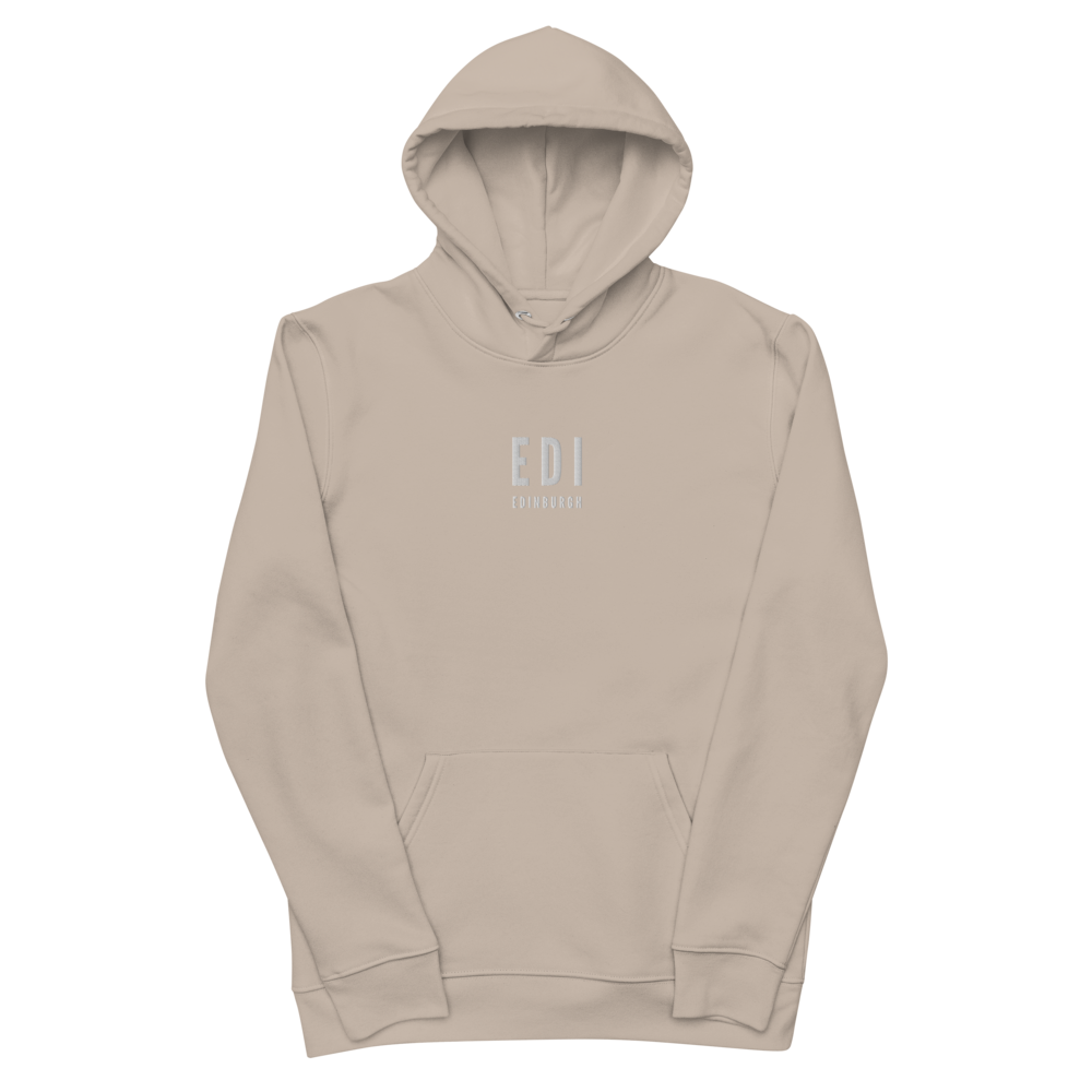 YHM Designs - EDI Edinburgh Eco Hoodie - Embroidered with City Name and Airport Code - Image 02