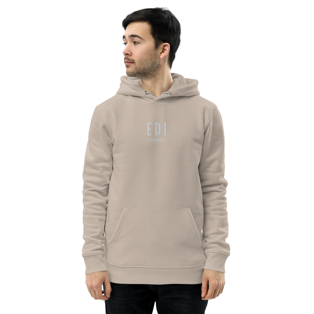 YHM Designs - EDI Edinburgh Eco Hoodie - Embroidered with City Name and Airport Code - Image 03