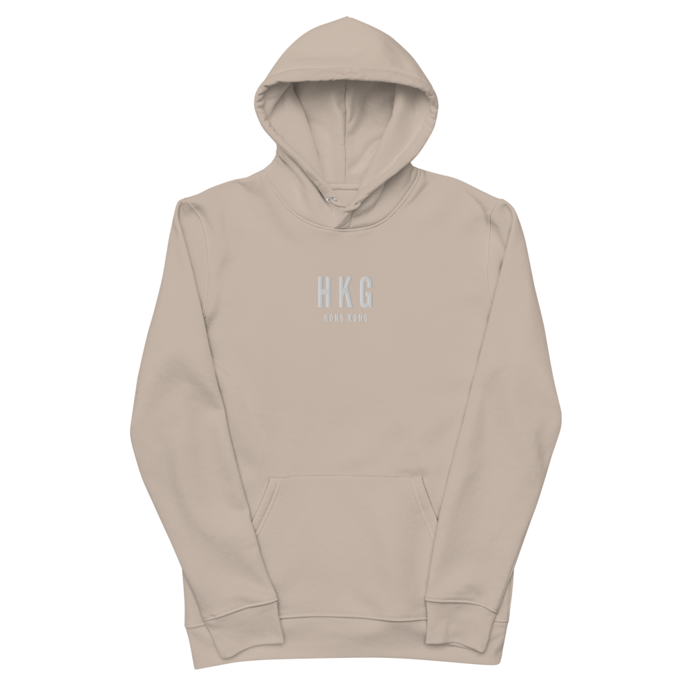 YHM Designs - HKG Hong Kong Eco Hoodie - Embroidered with City Name and Airport Code - Image 02