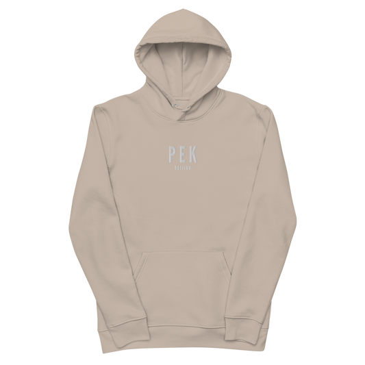 YHM Designs - PEK Beijing Eco Hoodie - Embroidered with City Name and Airport Code - Image 02