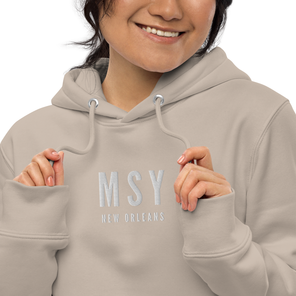Sustainable Hoodie - White • MSY New Orleans • YHM Designs - Image 04