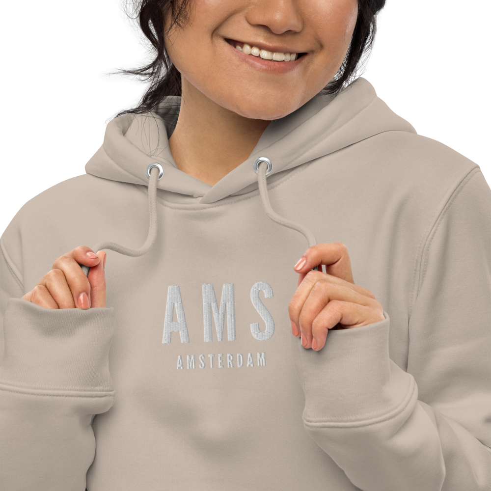 Sustainable Hoodie - White • AMS Amsterdam • YHM Designs - Image 09