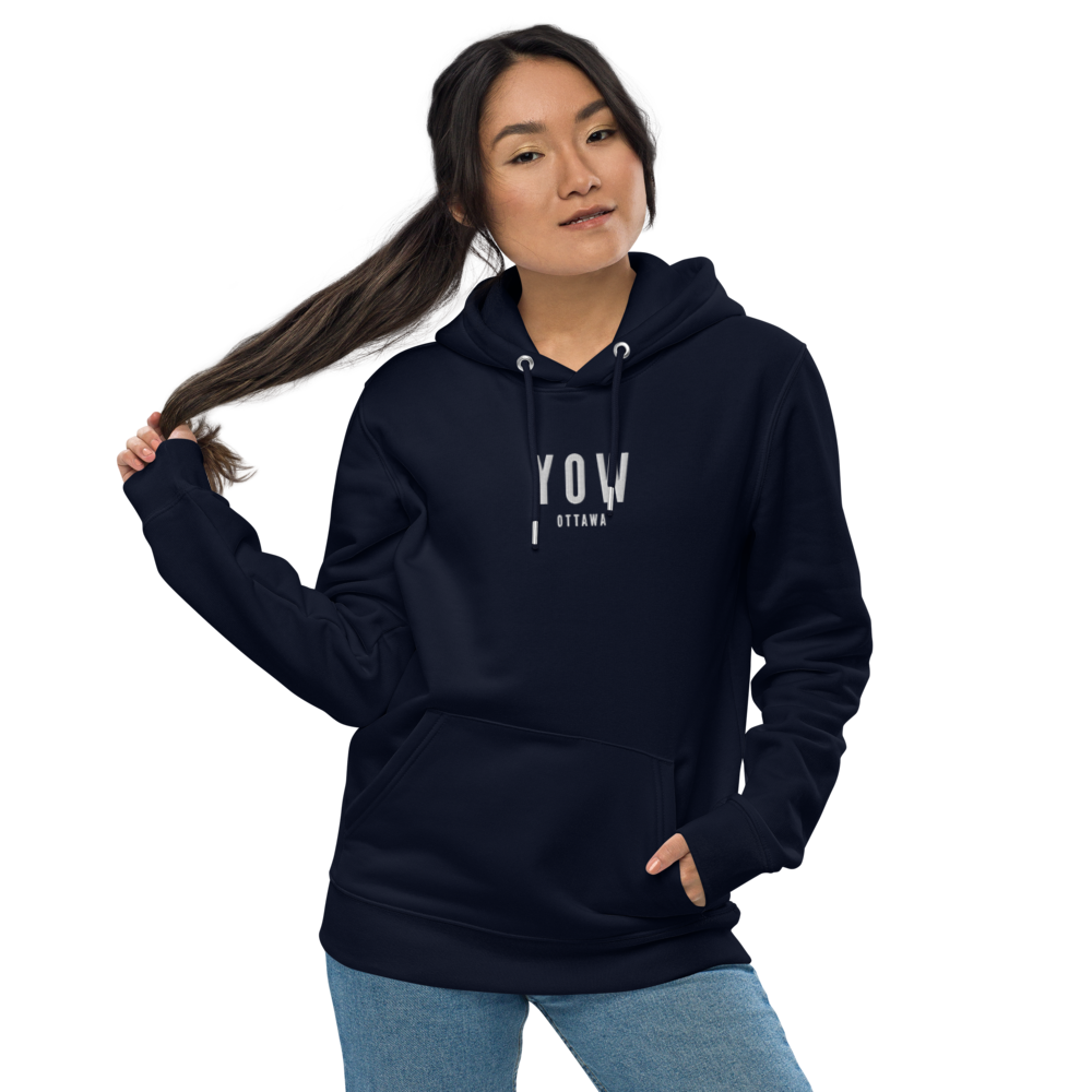 YHM Designs - YOW Ottawa Eco Hoodie - Embroidered with City Name and Airport Code - French Navy Blue 01
