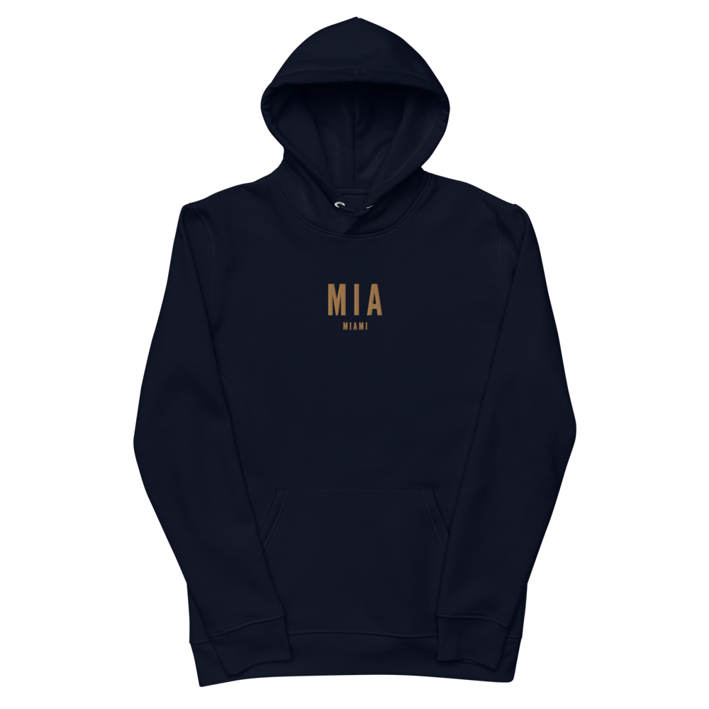 YHM Designs - MIA Miami Eco Hoodie - Embroidered with City Name and Airport Code - French Navy Blue 02