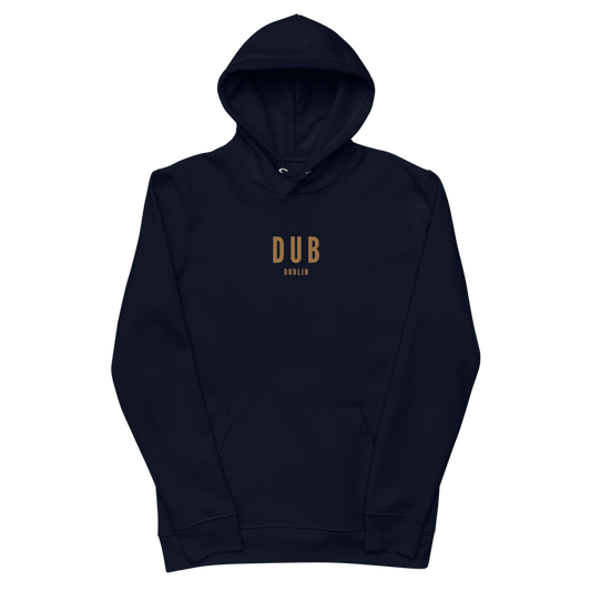 YHM Designs - DUB Dublin Eco Hoodie - Embroidered with City Name and Airport Code - Image 02