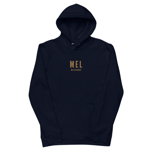 YHM Designs - MEL Melbourne Eco Hoodie - Embroidered with City Name and Airport Code - Image 02