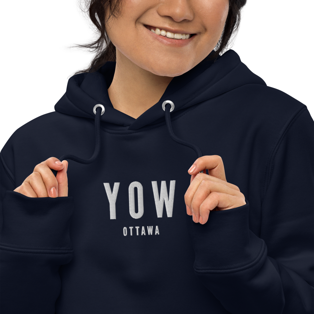 YHM Designs - YOW Ottawa Eco Hoodie - Embroidered with City Name and Airport Code - French Navy Blue 02