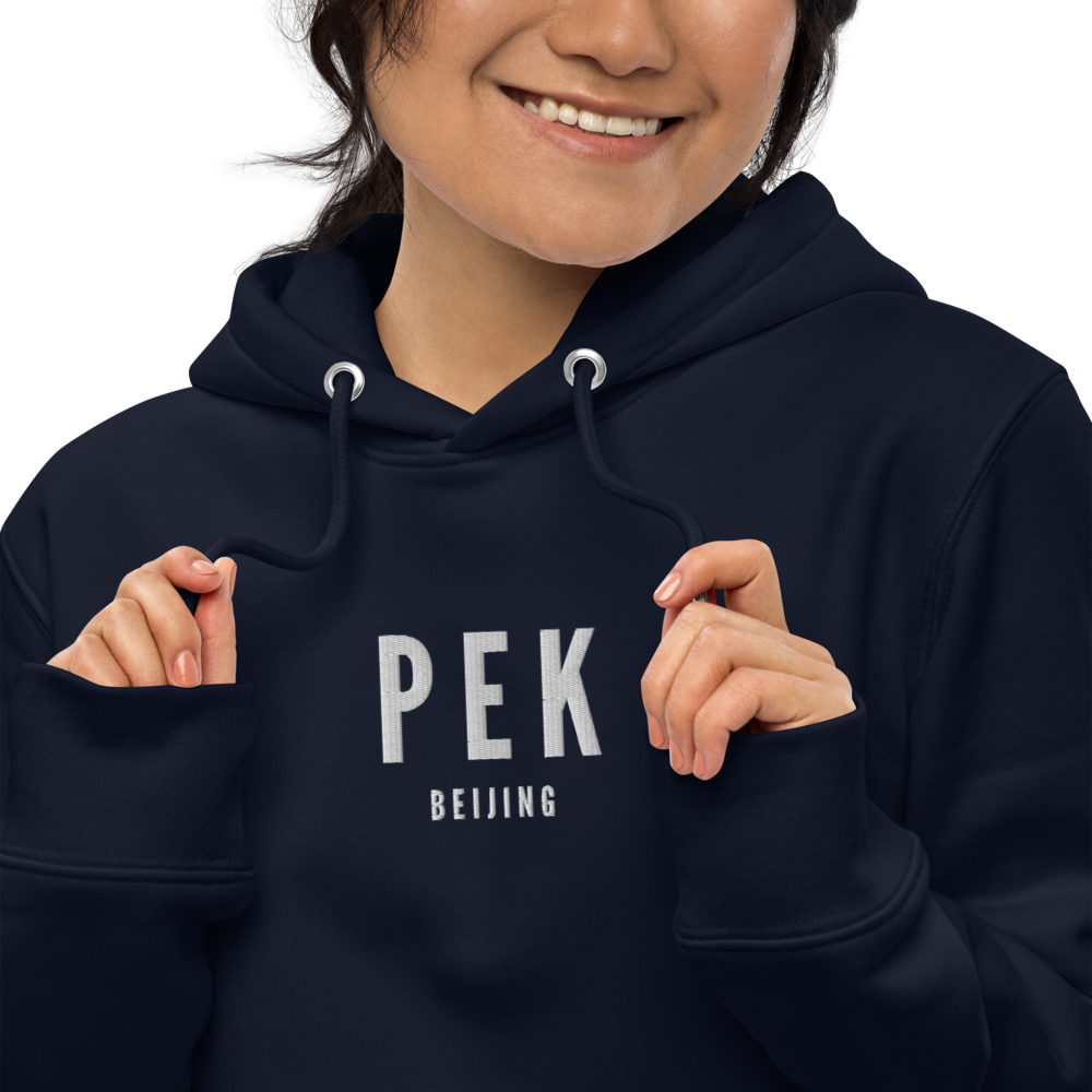 YHM Designs - PEK Beijing Eco Hoodie - Embroidered with City Name and Airport Code - Image 06