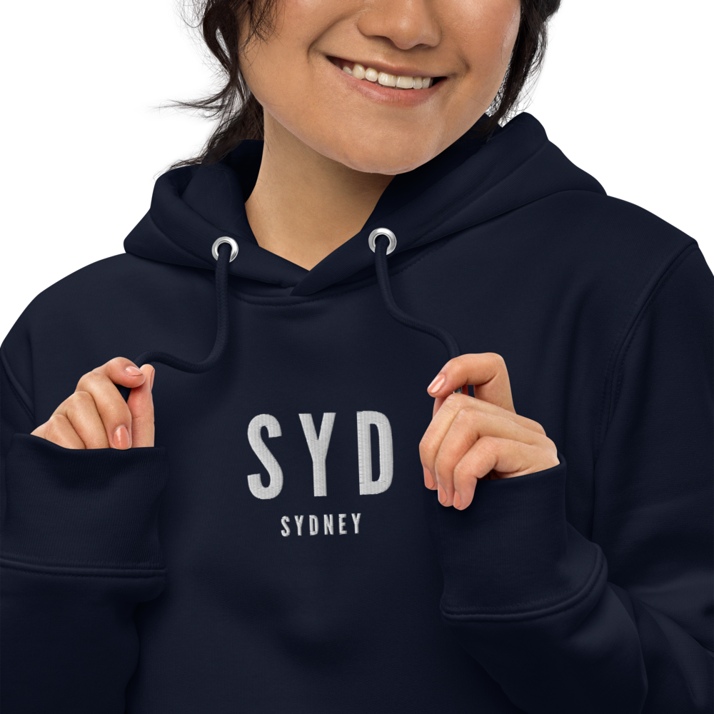 YHM Designs - SYD Sydney Eco Hoodie - Embroidered with City Name and Airport Code - Image 06