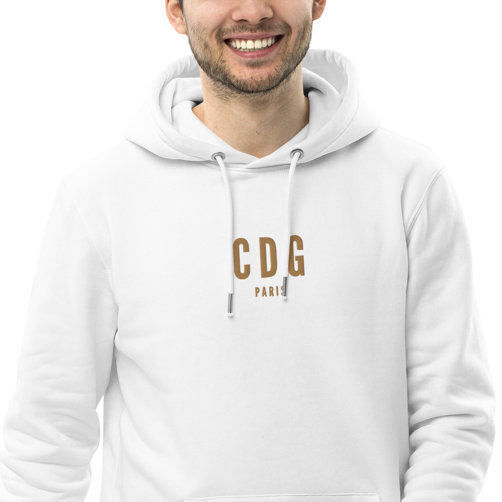 YHM Designs - CDG Paris Eco Hoodie - Embroidered with City Name and Airport Code - Image 08