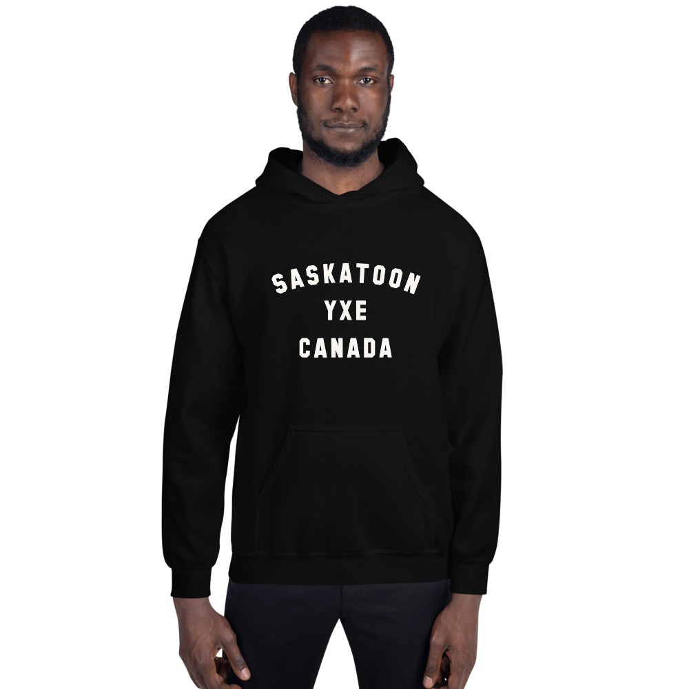 Varsity Hoodie - White • YXE Saskatoon • YHM Designs - Image 01