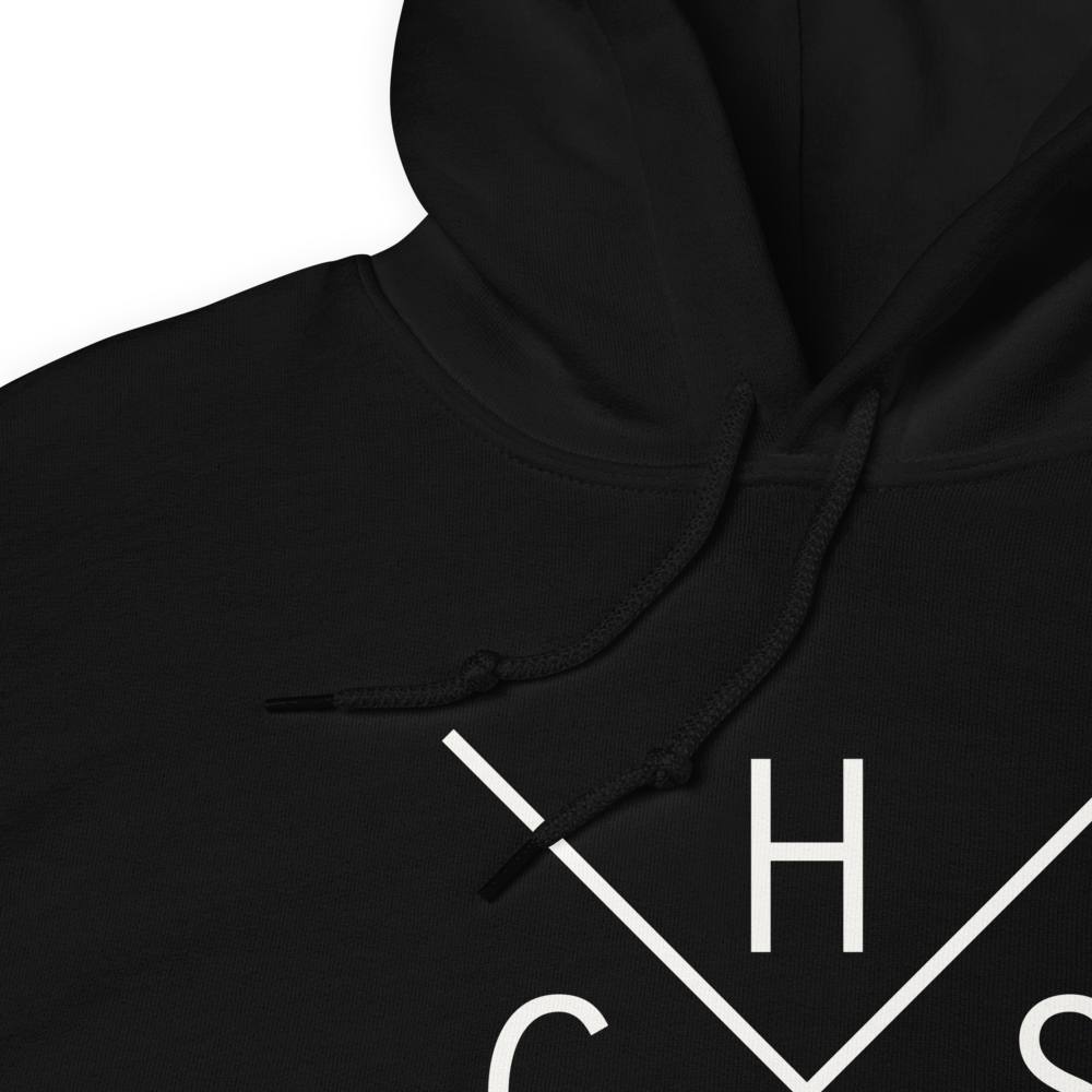 YHM Designs - CHS Charleston Airport Code Unisex Hoodie - Crossed-X Design with Vintage Aircraft - Image 06