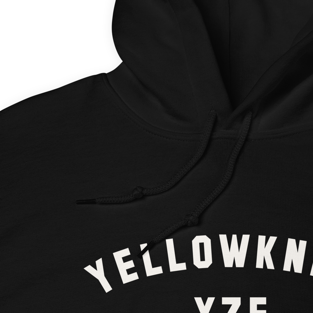 YHM Designs - YZF Yellowknife Airport Code Unisex Hoodie - Minimalist Varsity Design - White Graphic - Image 06