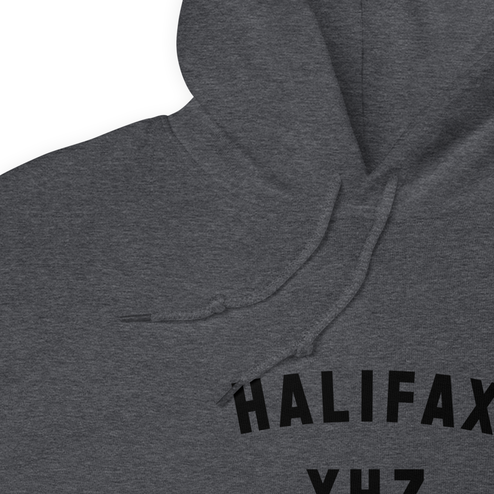 YHM Designs - YHZ Halifax Airport Code Unisex Hoodie - Minimalist Varsity Design - Black Graphic - Image 08