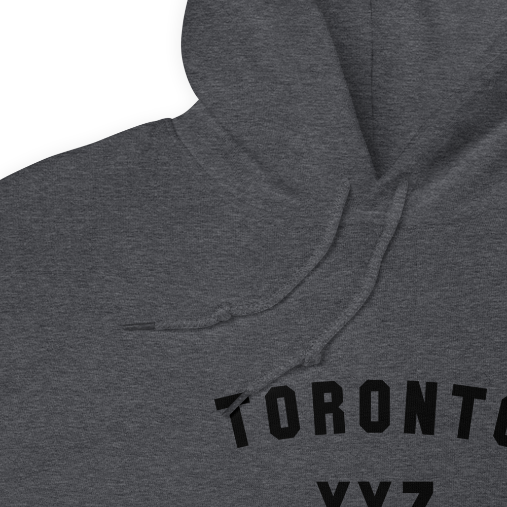 YHM Designs - YYZ Toronto Airport Code Unisex Hoodie - Minimalist Varsity Design - Black Graphic - Image 08